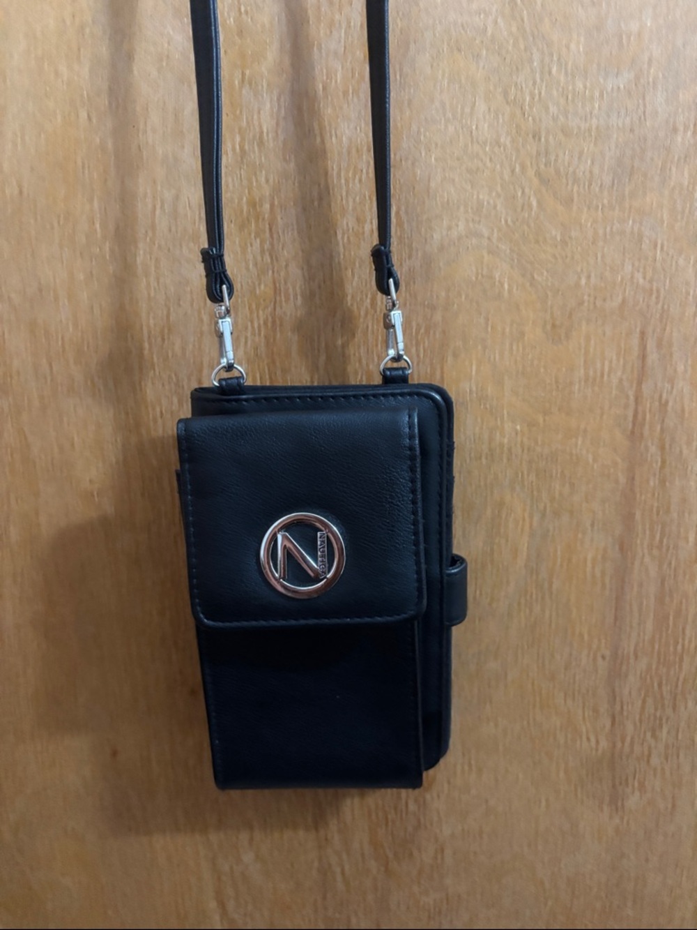 Nautica Black Crossbody Phone Bag with Silver Logo